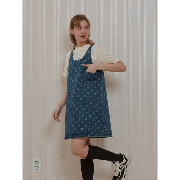 [리퍼브]ANC LOGO SLEEVELESS DENIM DRESS_BLUE