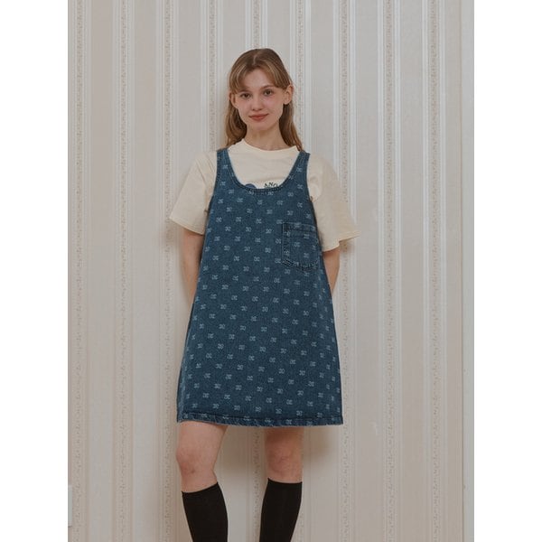 [리퍼브]ANC LOGO SLEEVELESS DENIM DRESS_BLUE