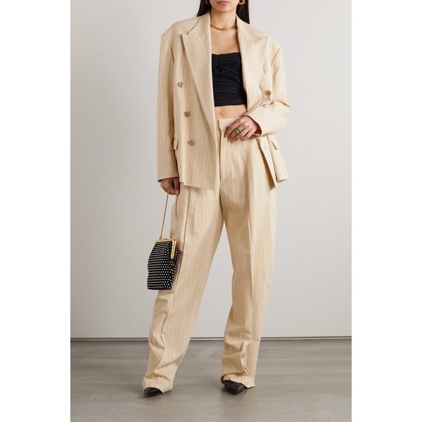 소피아베아 스트라이프 크레이프 테이퍼드 팬츠 옐로 1647597306438194