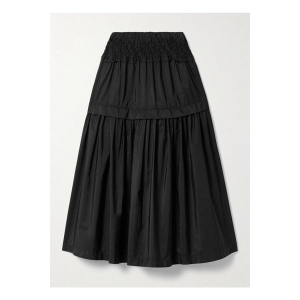 벨렌 티어드 스모킹 태피터 미디 스커트 블랙 1647597350558816