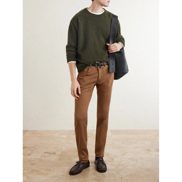 슬림핏 스트레치 코튼 블렌드 개버딘 팬츠 46376663163003683