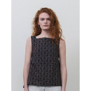 TIE VEST BLOUSE - FLOWER CHARCOAL