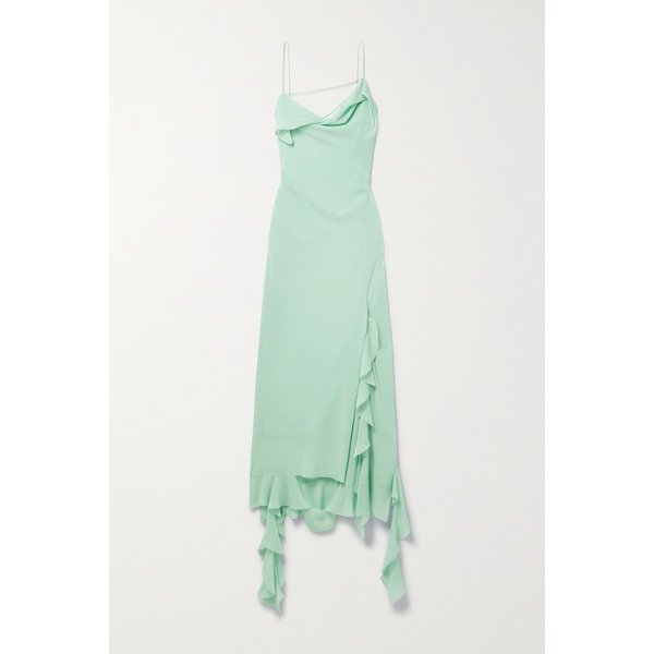 어시메트릭 레이어드 러플 시폰 미디 원피스 1647597317270372