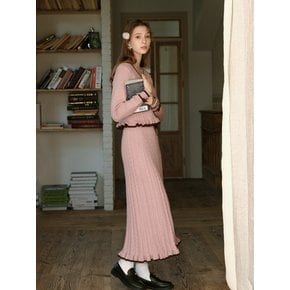 Cest_Contrast color bow knit skirt