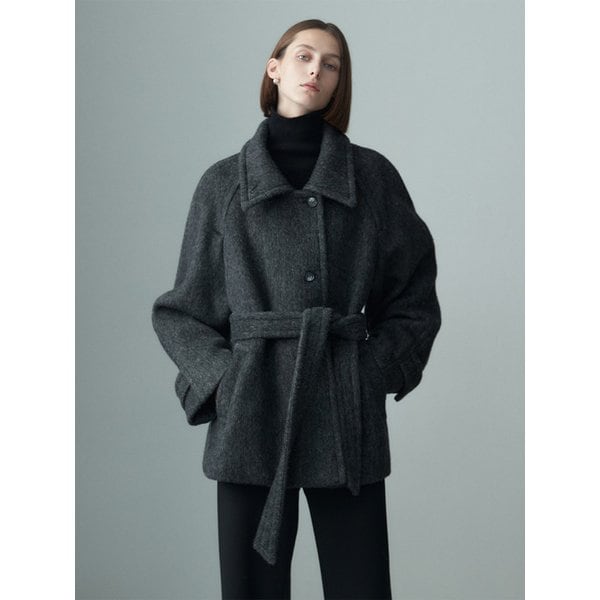 WOOL BLENDED BELTED HALF COAT