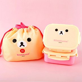 캐릭터 뉴 사각밀페 2단 도시락(핑크) 464889 리락쿠마 캐릭터 뉴 사각밀페 2단 도시락(핑크) 4648