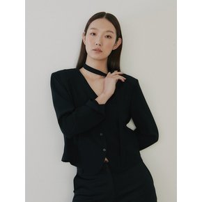 modern ribbon blouse_black