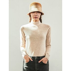 Cashmere Half Turtleneck Melange Beige Knit