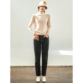 Cashmere Half Turtleneck Melange Beige Knit