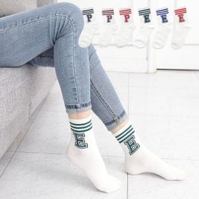 여성 이니셜 양말 중목 면 캐릭터 패션 학생 스니커즈_P386964572