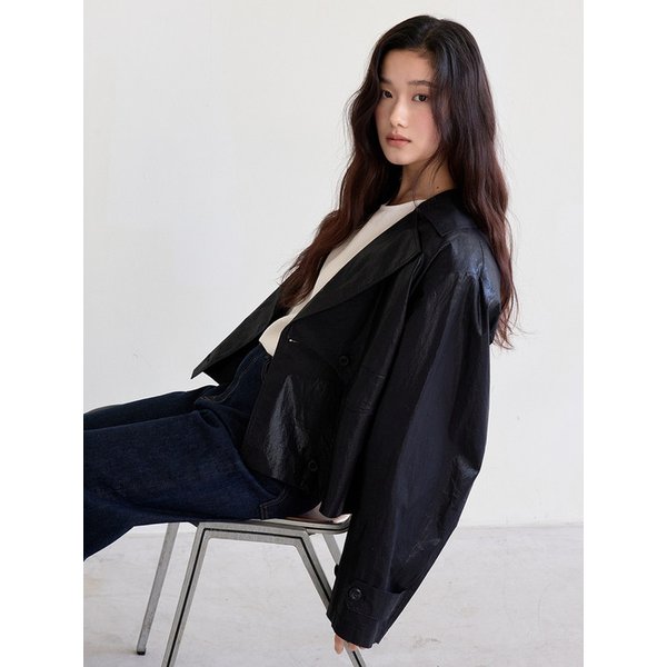 Coated Double Crop Jacket (Black)