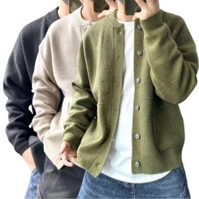 남자 라운드 긴팔 단추 니트 가디건 봄 가을 겨울 I4NT017