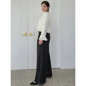 밑단 슬릿 2턱 기모 와이드 팬츠 slit point wide pants