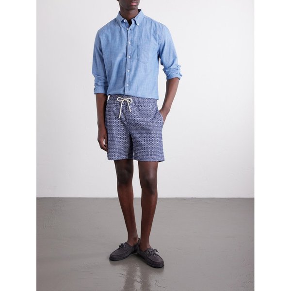 포르투기스 플란넬 앱스트랙트 타일 스트레이트 레그 코튼 쇼츠 46376663163010629