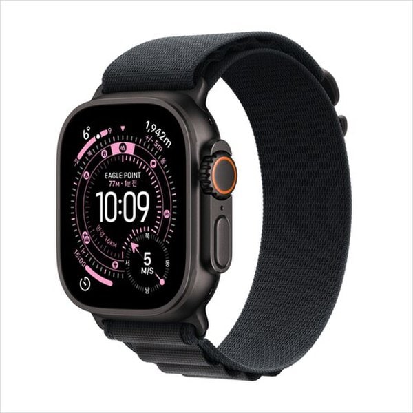 (2차) 애플워치 울트라 3 셀룰러 49mm 블랙 티타늄, 블랙 알파인 루프(L) MF0X4KH/A