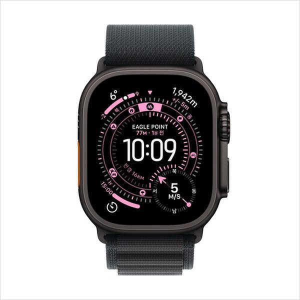 (2차) 애플워치 울트라 3 셀룰러 49mm 블랙 티타늄, 블랙 알파인 루프(L) MF0X4KH/A