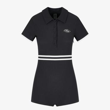 휠라 골지 카라 점프수트 래쉬가드 (FS2SWH2456F_BLK)