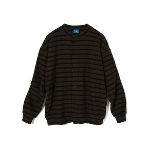 Creme collarless cardigan shirt C6 Brown&Black