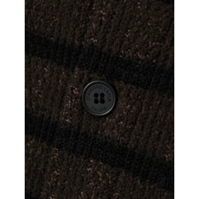 Creme collarless cardigan shirt C6 Brown&Black