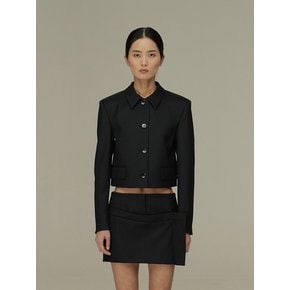 Wool Blended Crop Jacket (Black)