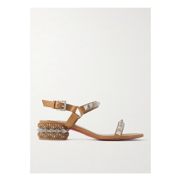 피라샌드 스터드 가죽 샌들 30mm 탠 브라운 1647597352325660