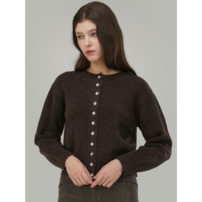 라운드 Wool 니트 가디건_Brown