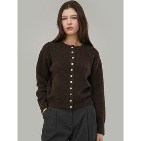 라운드 Wool 니트 가디건_Brown