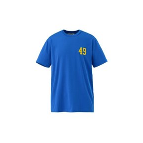 오니츠카타이거 남녀 공용 자수 그래픽 반팔 티셔츠 블루 2183B373.400