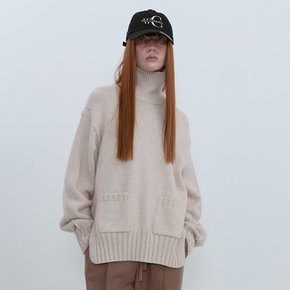 Turtleneck Raccon Knit_LIGHT BEIGE