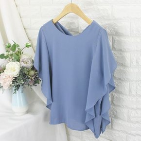 okk_러블리 윙 BL쉬폰블라우스,랩블라우스,프릴블라우스,결혼식 하객룩,오피스룩