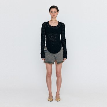 EENK WENETA Asymmetric Front Denim Mini Skirt - Khaki Blue