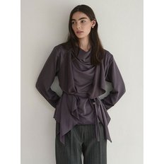 리본 스트랩 블라우스 차콜  RIBBON STRAP BLOUSE CHARCOAL