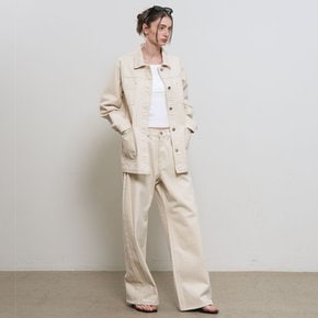 WOMAN 스냅 디테일 와이드 데님 팬츠 [IVORY] / WBE3L11508