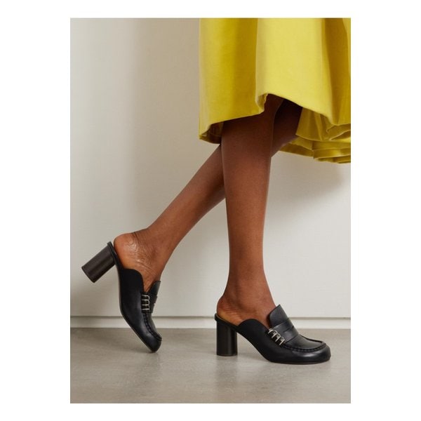 로퍼 윕스티치 가죽 뮬 블랙 46376663162971328