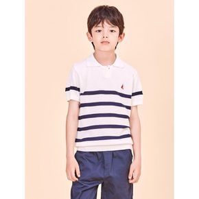 *SSG몰특가*[BEANPOLE KIDS] 스트라이프 T칼라 니트 스웨터  화이트 (BI4351U021)