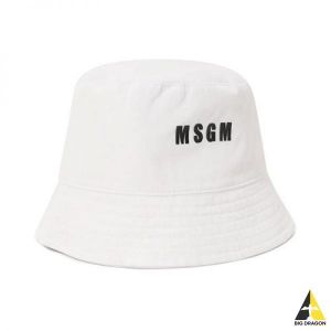 MSGM 엠에스지엠 키즈 로고 프린트 디테일 버킷 햇 화이트 블랙 MS029390 57085886