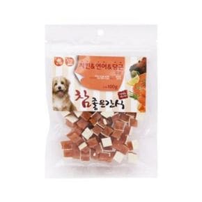 치킨 연어 당근 큐브 100g 반려견 영양 듬뿍 간식