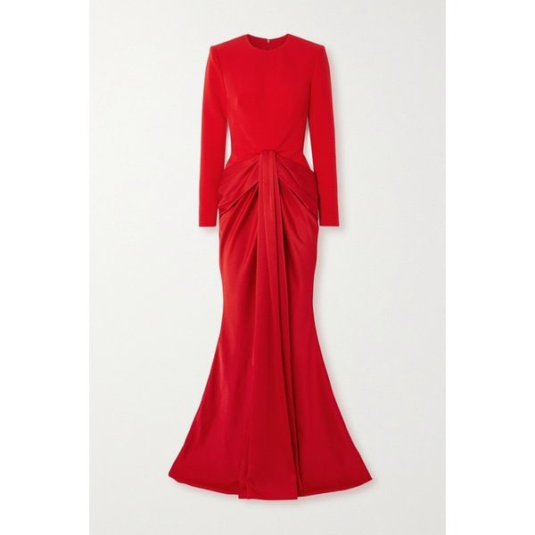 사피야 나이라 드레이프 크레이프 새틴 가운 레드 1647597326678533