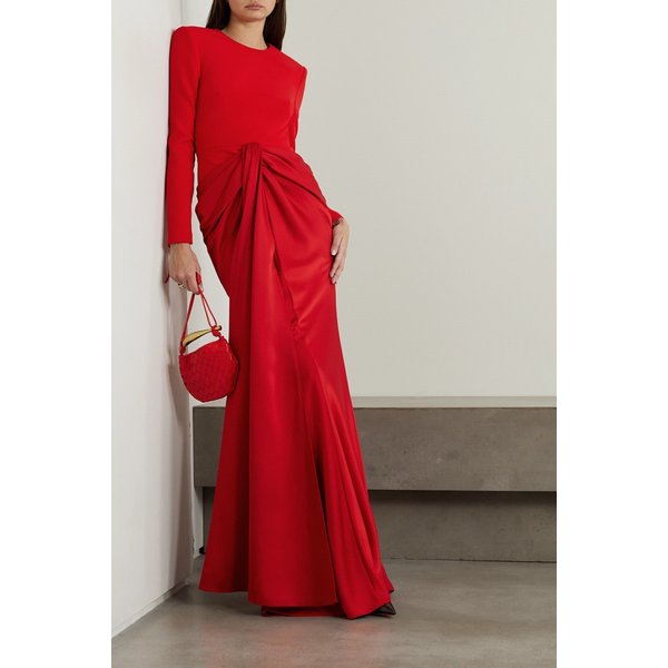 사피야 나이라 드레이프 크레이프 새틴 가운 레드 1647597326678533