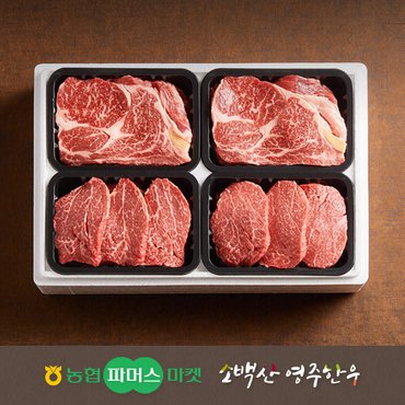 작심밀도 [바로배송][냉장][농협영주한우] 정성드림 실속 구이세트3호 (등심x2/안심x2) / 2.0kg