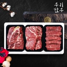 [명절후배송][냉장][우리한우] 1등급 한우 구이세트 3호 900g (등심+채끝+특수부위/각 300g)