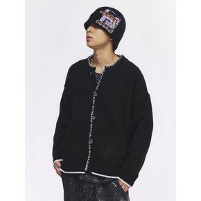 Patch Knit Beanie Black