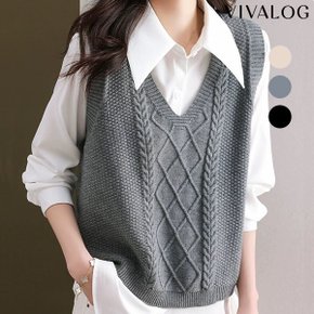 트리아 V넥 니트 조끼_P345765549