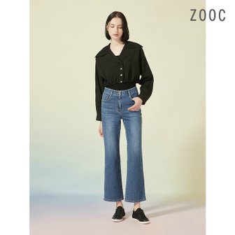 ZOOC 텍스처블록 크롭 점퍼형 블라우스 BK_Z232MSC020