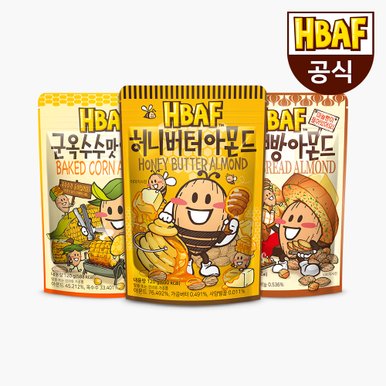 [본사직영] 바프 아몬드 3봉 세트(허니버터120g/군옥수수120g/마늘빵120g)