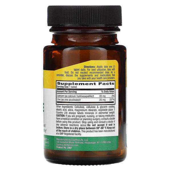 미국직구 Country Life 컨트리라이프 징크 아연 피콜리네이트 25mg 100정