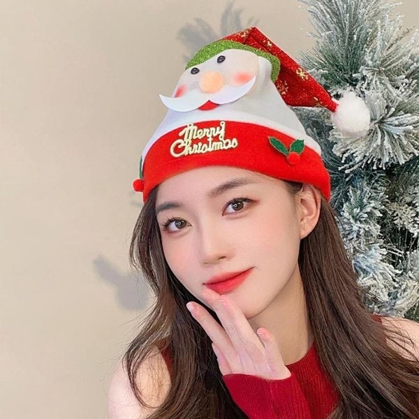 행복한 산타얼굴 크리스마스모자