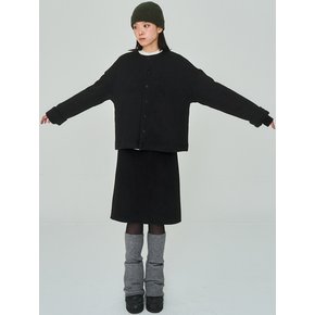 Fleece Button Black Jacket