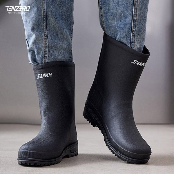 텐제로 남녀공용 무광컴포트미들탑 레인부츠 장화 방수장화 작업화 고무장화