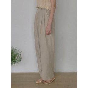 CRISPY TWO-TUCK SLACKS [BEIGE]